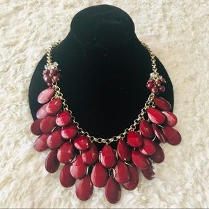 Holiday Layered Red Garnet Beaded Statement Necklace